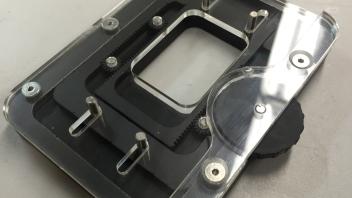 An assembled laser-cut cell-stretcher